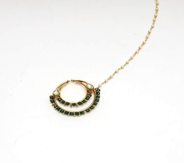 GREEN KUNDAN NOSEPIN